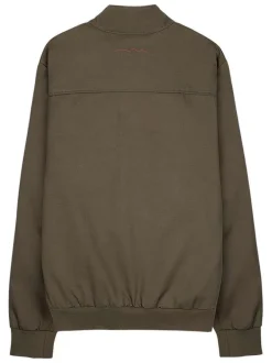 Blouson vert uni avec une coupe droite et un col montant boutonné