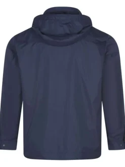 Blouson zippé marine grande taille uni coupe droite col montant à manches longues