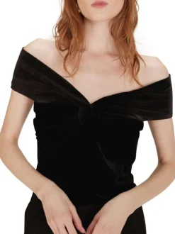 Body sans manches noir uni en velours avec une coupe ajustée