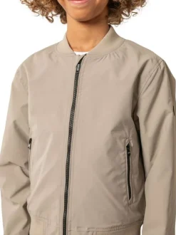 Bomber beige uni pourvu d'une coupe droite et de manches longues
