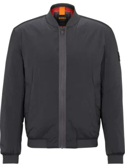 Bomber anthracite uni avec une coupe droite et un col teddy