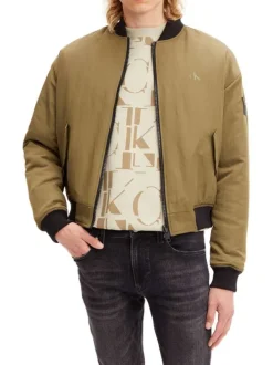 Bomber kaki uni coupe bombers avec un col teddy reversible