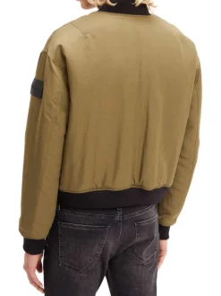 Bomber kaki uni coupe bombers avec un col teddy reversible
