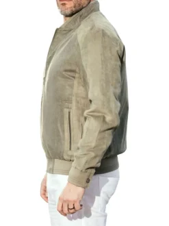 Bomber manches longues kaki uni avec une coupe droite et un col montant