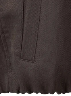 Bomber marron uni avec une coupe droite et un col rond en bord-côte