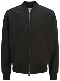 Bomber noir uni à coupe ajustée avec fermeture zippée et 2 poches raglan