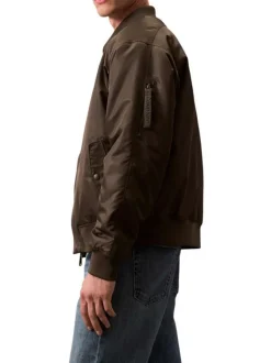Bomber taupe uni avec une coupe droite et une fermeture zippée