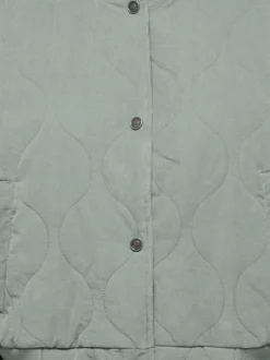 Bomber vert en coton avec surpiqûres en forme géométrique et à coupe droite