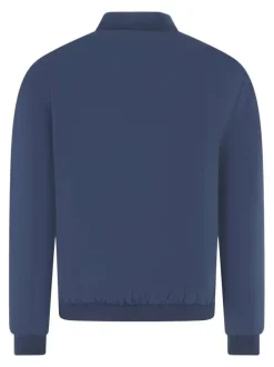 Bomber zippé bleu uni avec une coupe oversize et un col rond