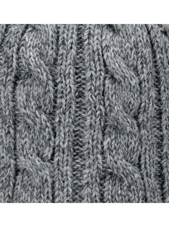 Bonnet gris chiné en maille torsadée Milky avec pompons interchangeables