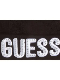 Bonnet noir à logo en strass à revers