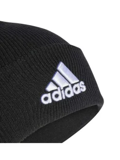 Bonnet noir côtelé avec logo brodé à l'avant