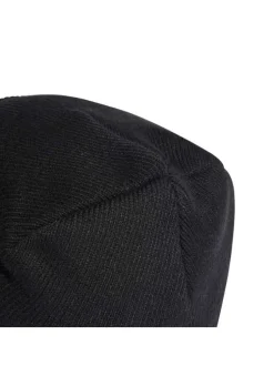 Bonnet noir côtelé avec logo brodé à l'avant
