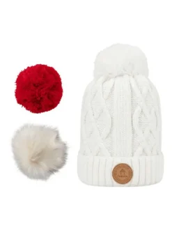 Bonnet Appletini blanc avec pompons interchangeables et logo iconique
