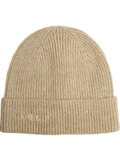 Bonnet beige uni avec large revers et incrustation de fils lurex