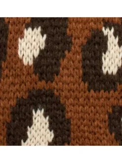 Bonnet camel avec imprimé léopard et pompons interchangeables