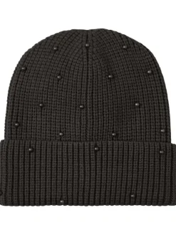 Bonnet court Merle noir fin et chaleureux à perles fantaisie allover