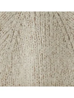 Bonnet écru uni avec large revers côtelé et fil en lurex