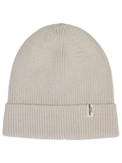 Bonnet écru uni à revers Brink Beanie Ln en coton