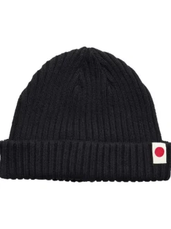 Bonnet en coton biologique noir uni avec étiquette blanche cousue