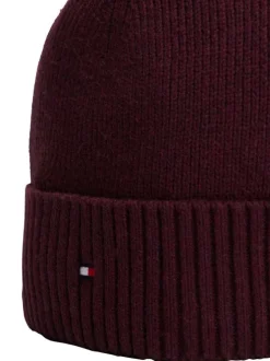 Bonnet en coton côtelé bordeaux uni avec un large revers