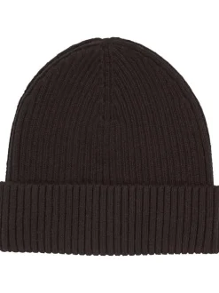 Bonnet en coton noir uni avec le nom iconique de la marque à l'avant