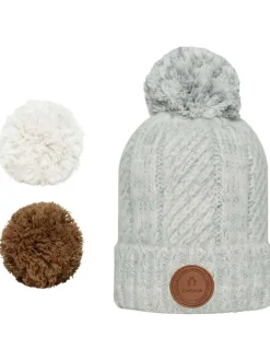 Bonnet gris clair uni à revers avec patch rond de la marque et lurex