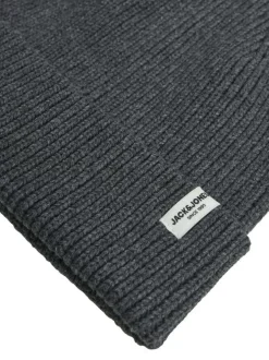 Bonnet gris en coton biologique en maille côtelée