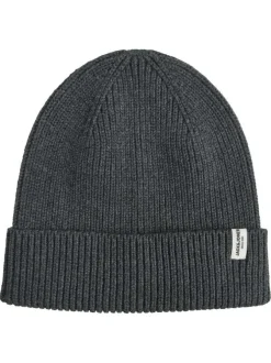 Bonnet gris en coton biologique en maille côtelée