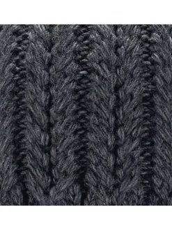 Bonnet gris uni à revers en mailles tressées avec trois pompons interchangeables