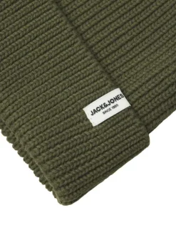 Bonnet kaki en coton biologique en maille côtelée
