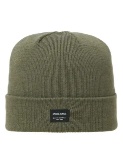 Bonnet kaki en maille piquée avec un patch iconique sur le revers