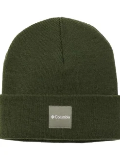 Bonnet kaki uni avec une étiquette d'authentification cousue sur le revers