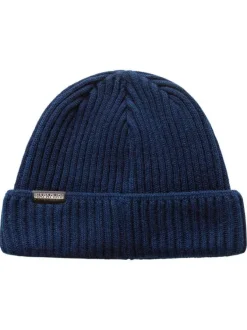 Bonnet marine en maille tricotée avec nom de la marque brodé