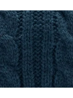 Bonnet marine à revers gris et jaune et à pompons interchangeables