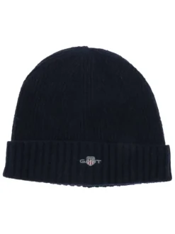 Bonnet marine uni coupe ajustée avec un logo brodé à l’avant