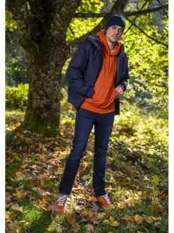 Bonnet marine uni à revers avec étiquette de la marque ton sur ton