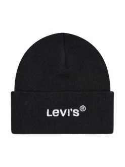 Bonnet noir homme à logo contrastant