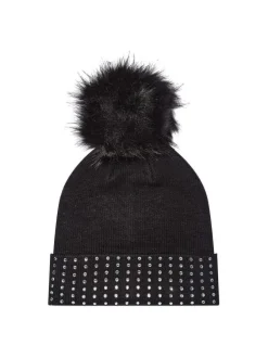 Bonnet noir à strass et à revers