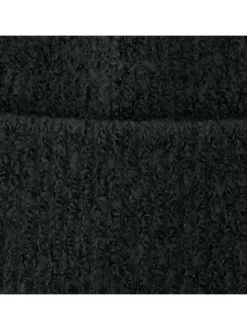 Bonnet noir uni côtelé avec texture bouclette à revers