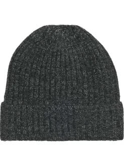 Bonnet noir uni effet côtelé et incrusté de fils lurex