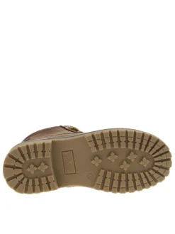 Boots camel à talon décroché bas pourvues de lacets ronds