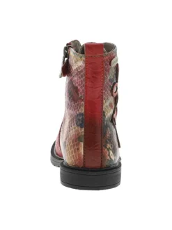 Boots ISCIAO en cuir rouge et motifs serpent
