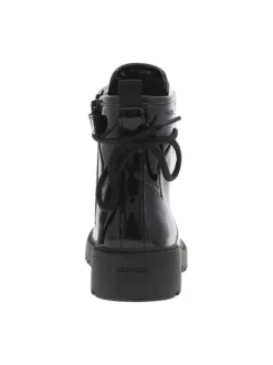 Boots noires vernies en cuir avec talon plat
