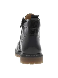 Boots SHIVA noires en cuir avec talon plat