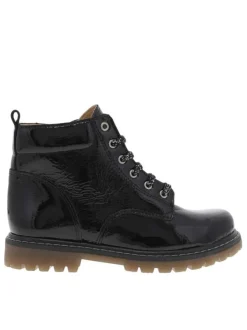 Boots SHIVA noires en cuir avec talon plat