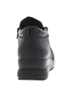 Boots bleu marine à talon compensé bas avec deux fermetures zippées