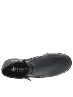 Boots bleu marine à talon compensé bas avec deux fermetures zippées