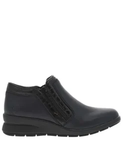 Boots bleu marine à talon compensé bas avec deux fermetures zippées