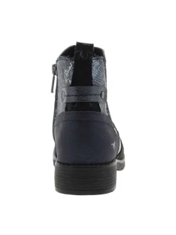 Boots bleu marine à talon décroché bas avec un zip et un soufflet élastiqué